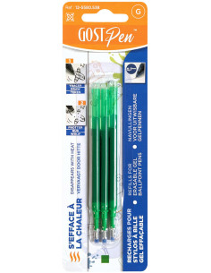 Set of 3 refills for heat erasable ballpoint pens - Green