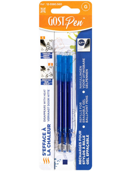 Set of 3 refills for heat erasable ballpoint pens - Navy blue