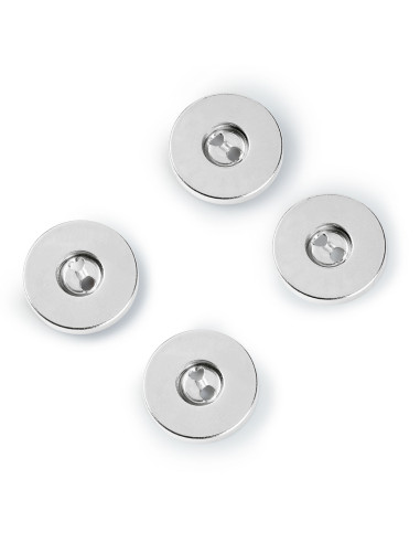 Set of 3 magnetic sew-on buttons - Silver