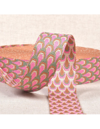 Peacock pattern strap - Raspberry