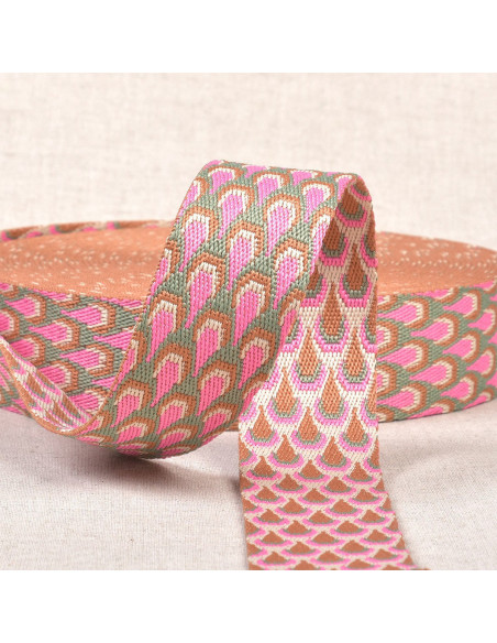 Peacock pattern strap - Raspberry