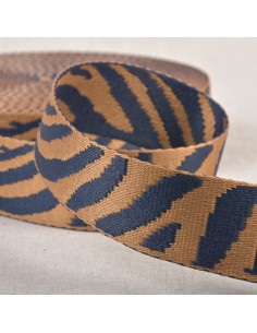Animal strap - Dark beige and navy blue zebra