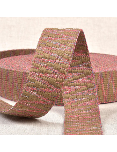 Ethnic strap - Beige and pink fantasy