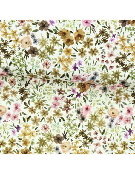 Fancy viscose fabric - Natural and lilac Romane