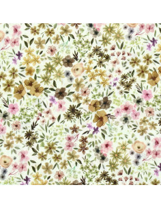Fancy viscose fabric - Natural and lilac Romane 2