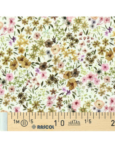 Fancy viscose fabric - Natural and lilac Romane