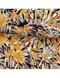 Fancy viscose fabric - Fizia yellow and taupe
