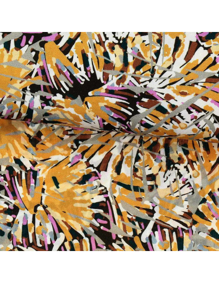 Fancy viscose fabric - Fizia yellow and taupe