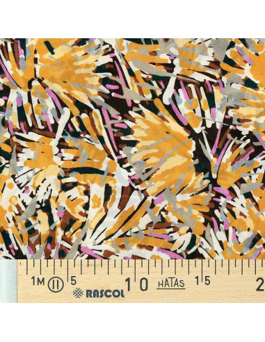 Fancy viscose fabric - Fizia yellow and taupe