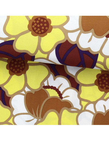 Fancy viscose fabric - Clemone ecru and yellow