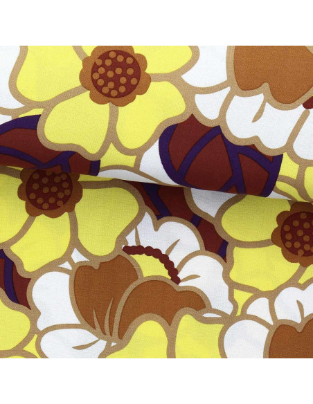 Fancy viscose fabric - Clemone ecru and yellow