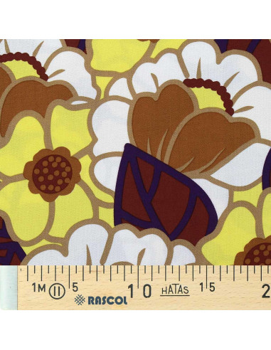Fancy viscose fabric - Clemone ecru and yellow