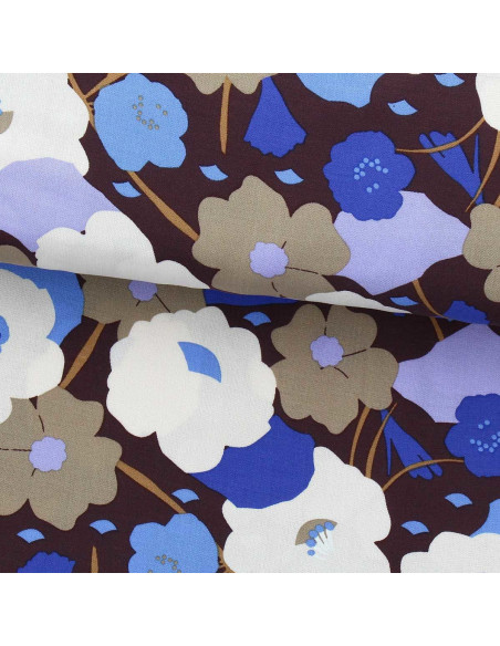 Fancy viscose fabric - Georgina cocoa and blue