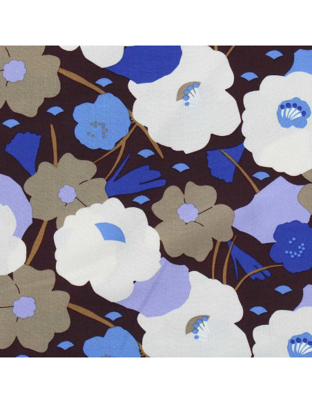 Fancy viscose fabric - Georgina cocoa and blue