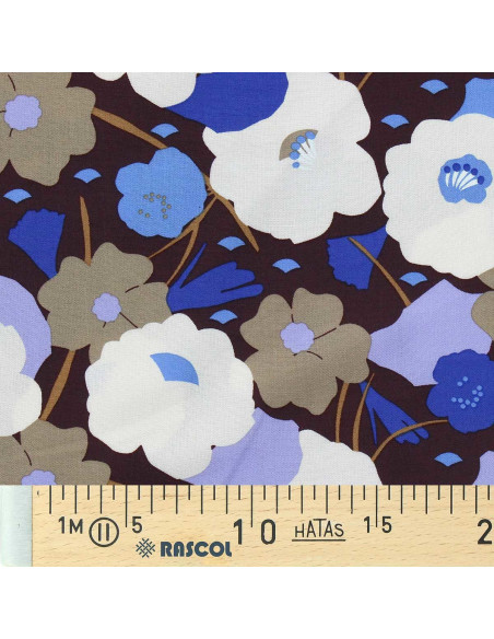 Fancy viscose fabric - Georgina cocoa and blue