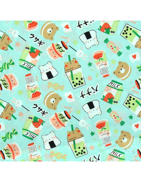 Cotton poplin fabric - Green and red Moumo