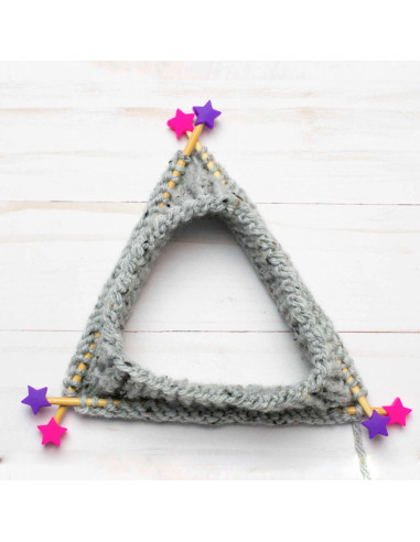 Stitch stoppers for knitting needles - Pink and purple stars