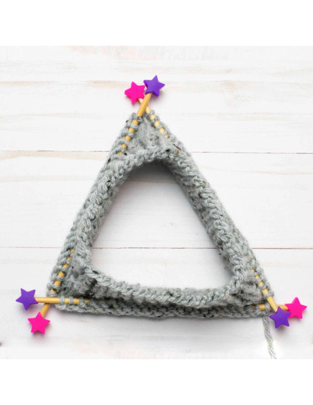Stitch stoppers for knitting needles - Pink and purple stars