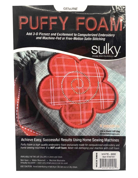 Pack of 3 sheets of 3D Puffy 2 mm foam for embroidery - White