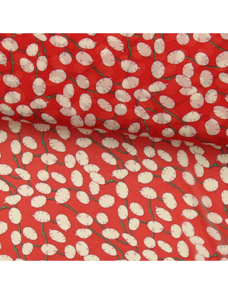 Printed chiffon fabric - Red Lunaria