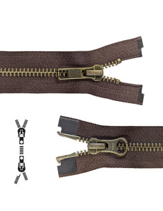 80 cm separable metal zipper - Brown bronze mesh