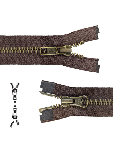 80 cm separable metal zipper - Brown bronze mesh