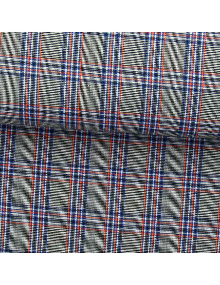 Scottish tartan fabric in vogue - Blue, black, and orange