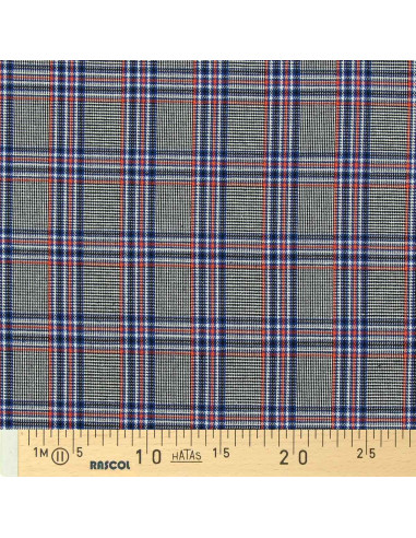 Scottish tartan fabric in vogue - Blue, black, and orange