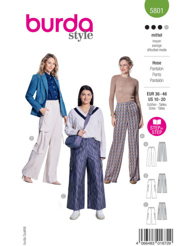 Pants pattern - Burda 5801