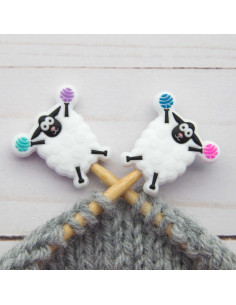 Stitch stoppers for knitting needles - Sheep cheerleader
