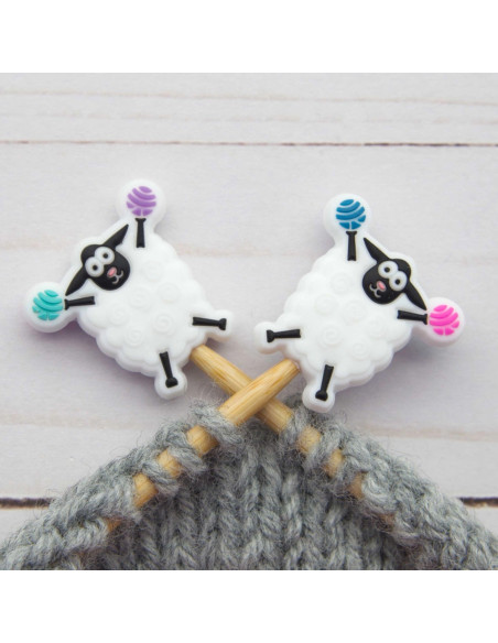 Stitch stoppers for knitting needles - Sheep cheerleader