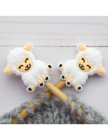 Stitch stoppers for knitting needles - Happy sheep