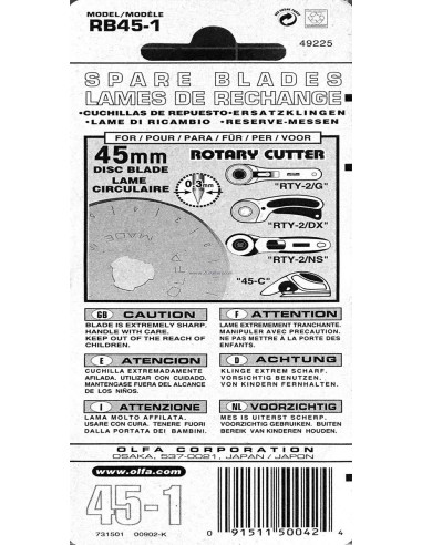 1 replacement blade for Olfa cutter - 45 mm