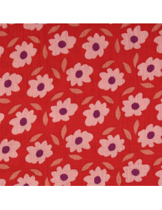 Printed double gauze fabric - Floli red and purple 2