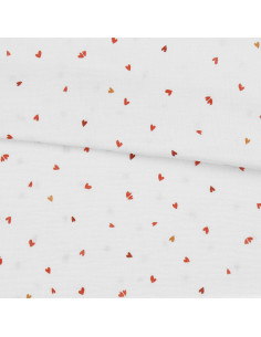 Double gauze fabric printed - Coreo white and red