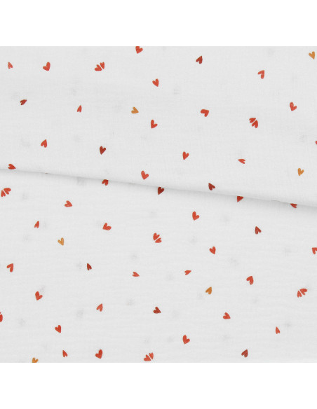 Double gauze fabric printed - Coreo white and red