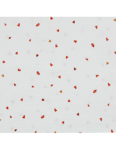 Double gauze fabric printed - Coreo white and red