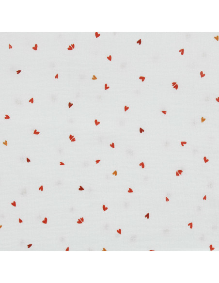 Double gauze fabric printed - Coreo white and red