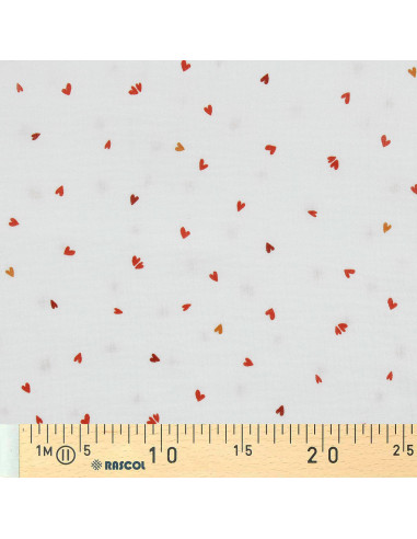 Double gauze fabric printed - Coreo white and red