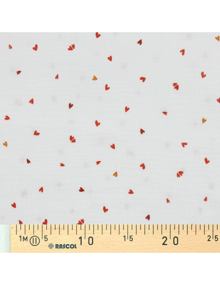 Double gauze fabric printed - Coreo white and red