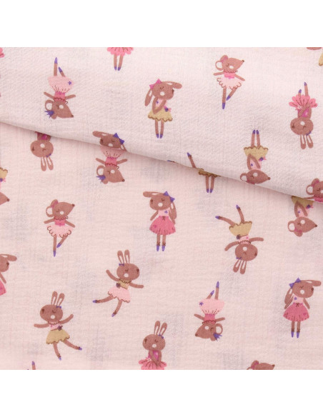 Double gauze printed fabric - Fifi morganite