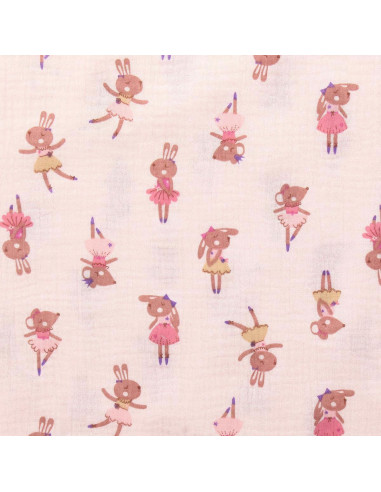 Double gauze printed fabric - Fifi morganite