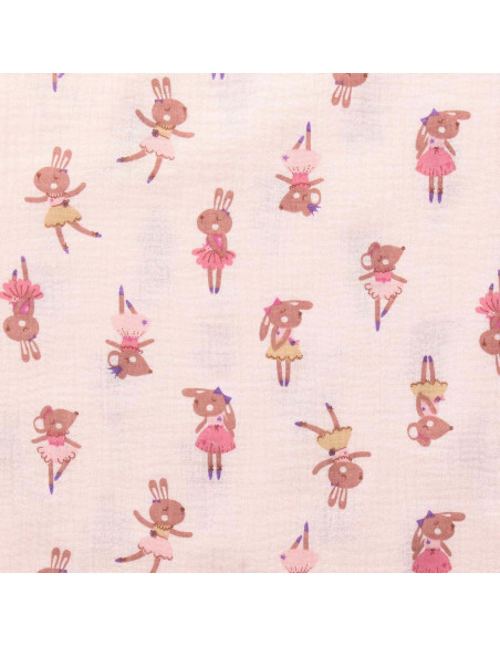 Double gauze printed fabric - Fifi morganite