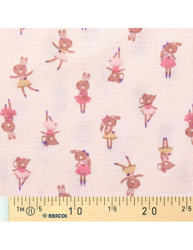Double gauze printed fabric - Fifi morganite