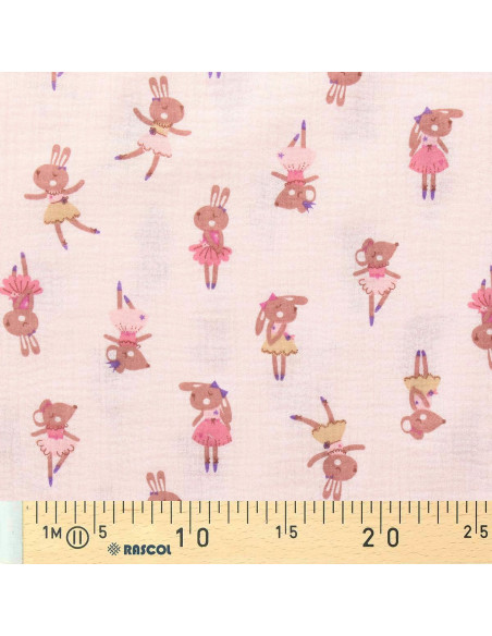 Double gauze printed fabric - Fifi morganite