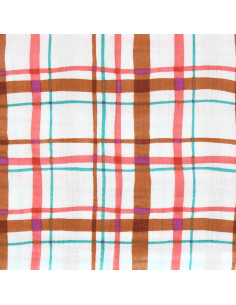 Double gauze fabric print - Lucien ecru and orange 2