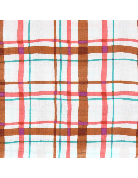 Double gauze fabric print - Lucien ecru and orange