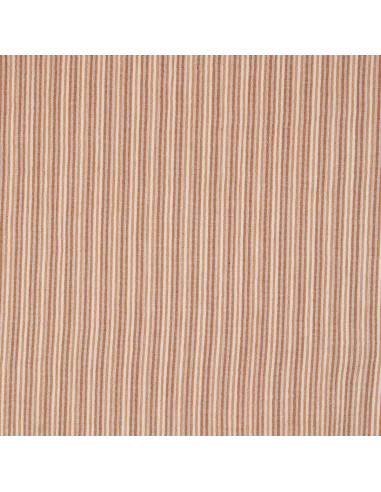 Crinkled double gauze fabric with stripes - Caramel and off-white