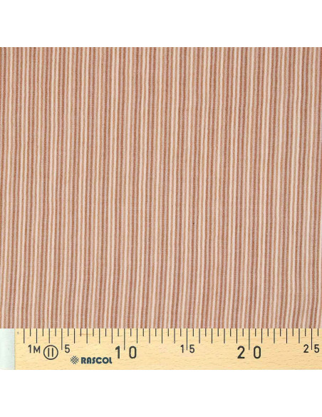 Crinkled double gauze fabric with stripes - Caramel and off-white