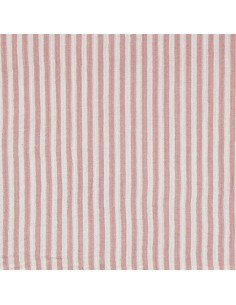 Crinkled double gauze fabric with stripes - Old pink and off-white 2